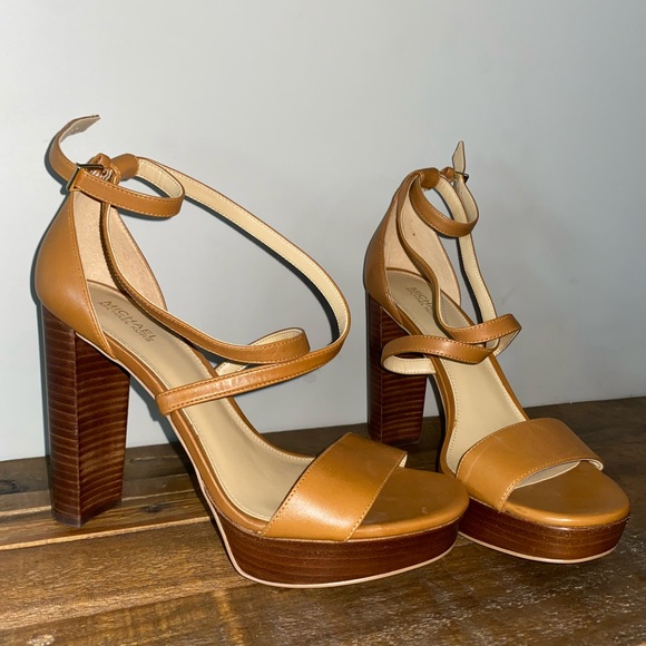 Michael Kors Platform brown leather heel 7 - Picture 3 of 3